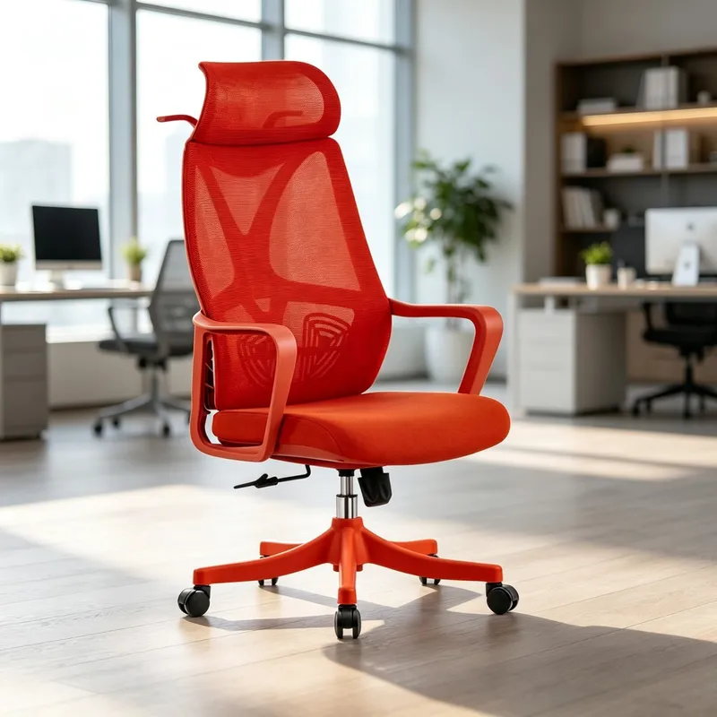 Fashionable Minimalist Red Plastic Mesh Chair Comfortable Office Chair