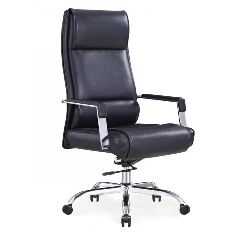 Fashionable Minimalist Steel Base Leather Chair Comfortable Office Chair
